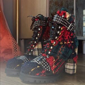 Jeffrey Campbell Multicolor Plaid Platform Boots